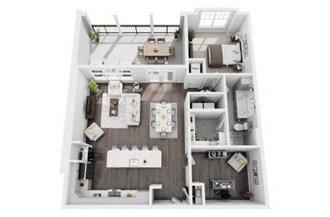 Floor plan for 1 bed, 1 bath, 1095 sqft